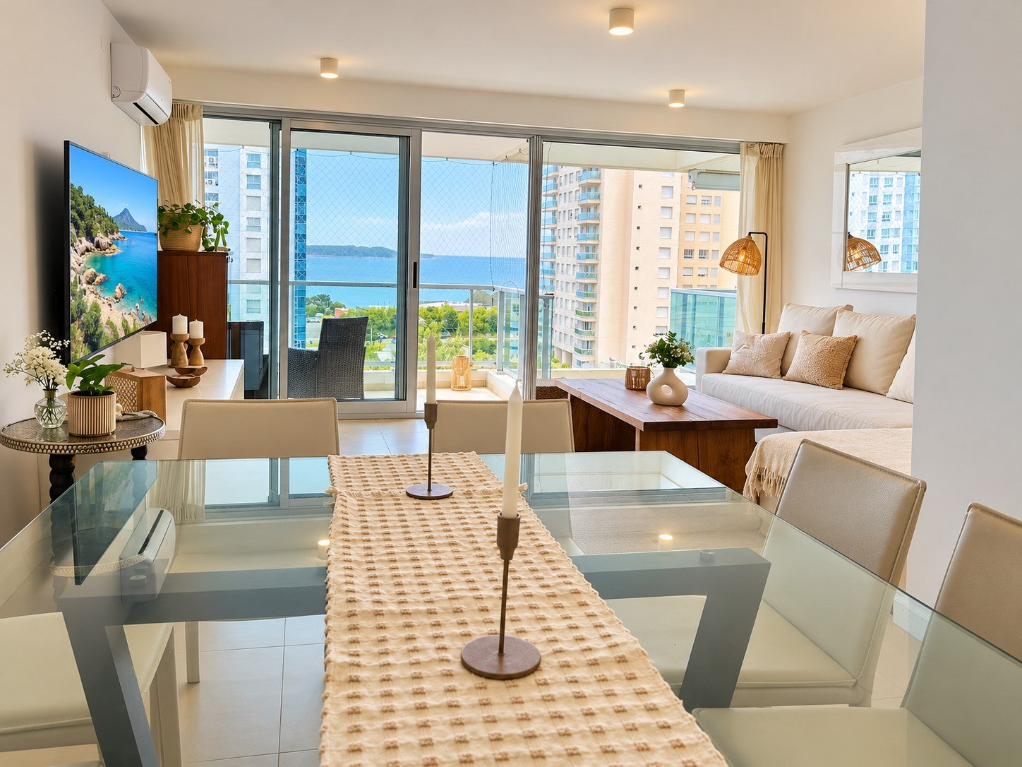 Living comedor con vista al mar en Gala Tower Playa Mansa