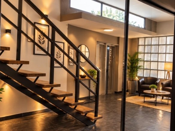 Hall de entrada del Edificio Santa Fe en Avenida Gorlero, Punta del Este