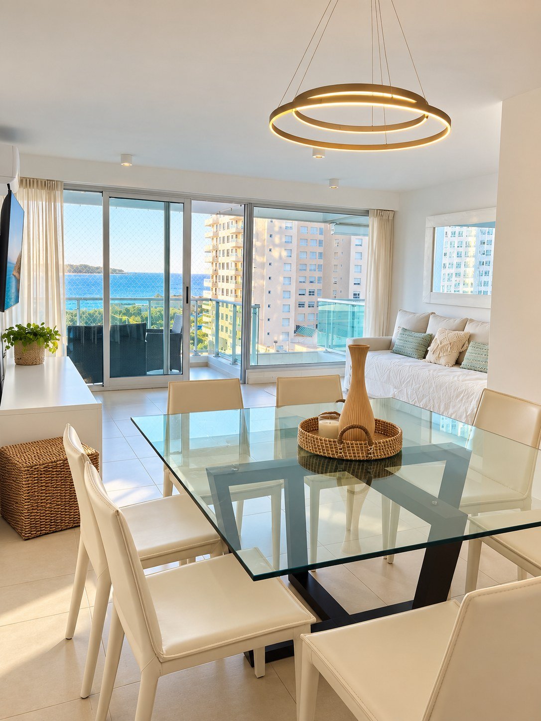 Comedor luminoso con vista al mar en Gala Tower Playa Mansa
